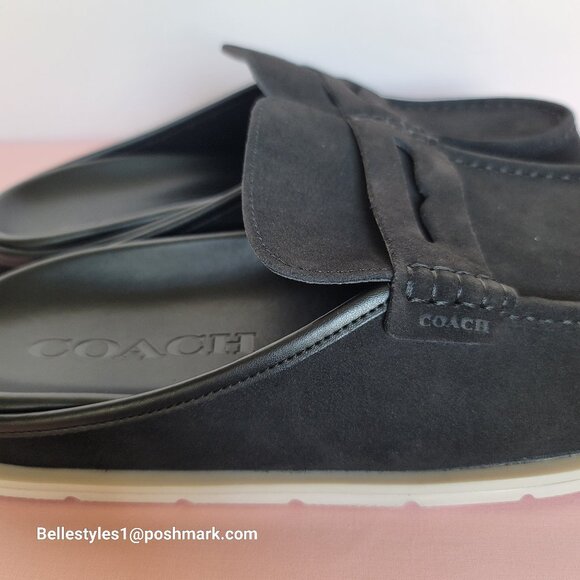COACH Men’s Suede Loafer Mule- MEN’s US Size: 11D – Black color⭐ main image 5